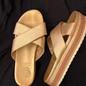 Vince Camino platform slides - gold - size 6.5
